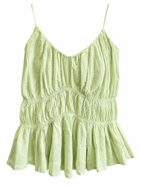 NWT LOFT Mint Green Smocked Peplum Cami Tank Adjustable Straps Size M